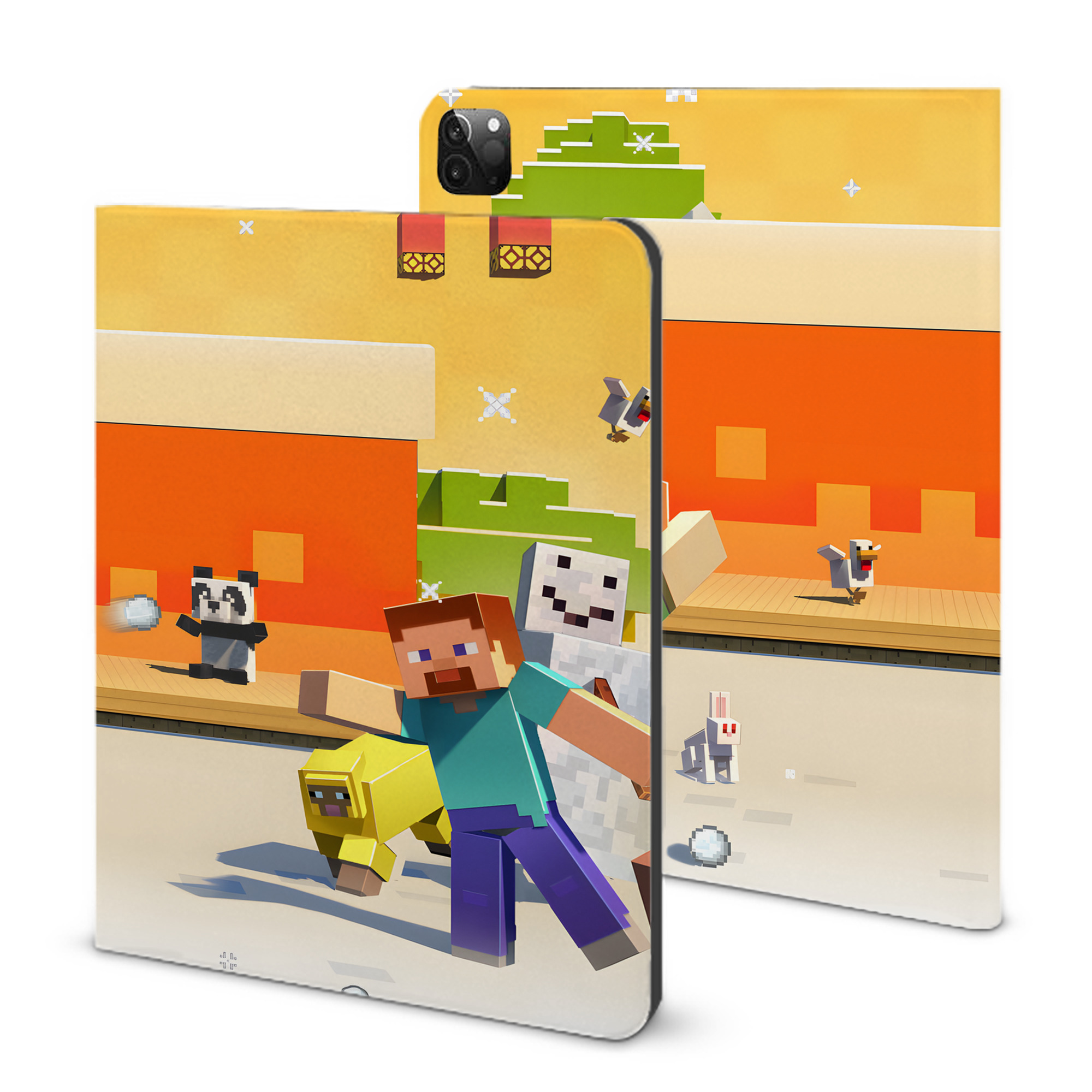 （画像用） マインクラフト ブロックの世界 Minecraft MC Block world IPadケース ペンホルダー付き ブックスタイルデザイン
